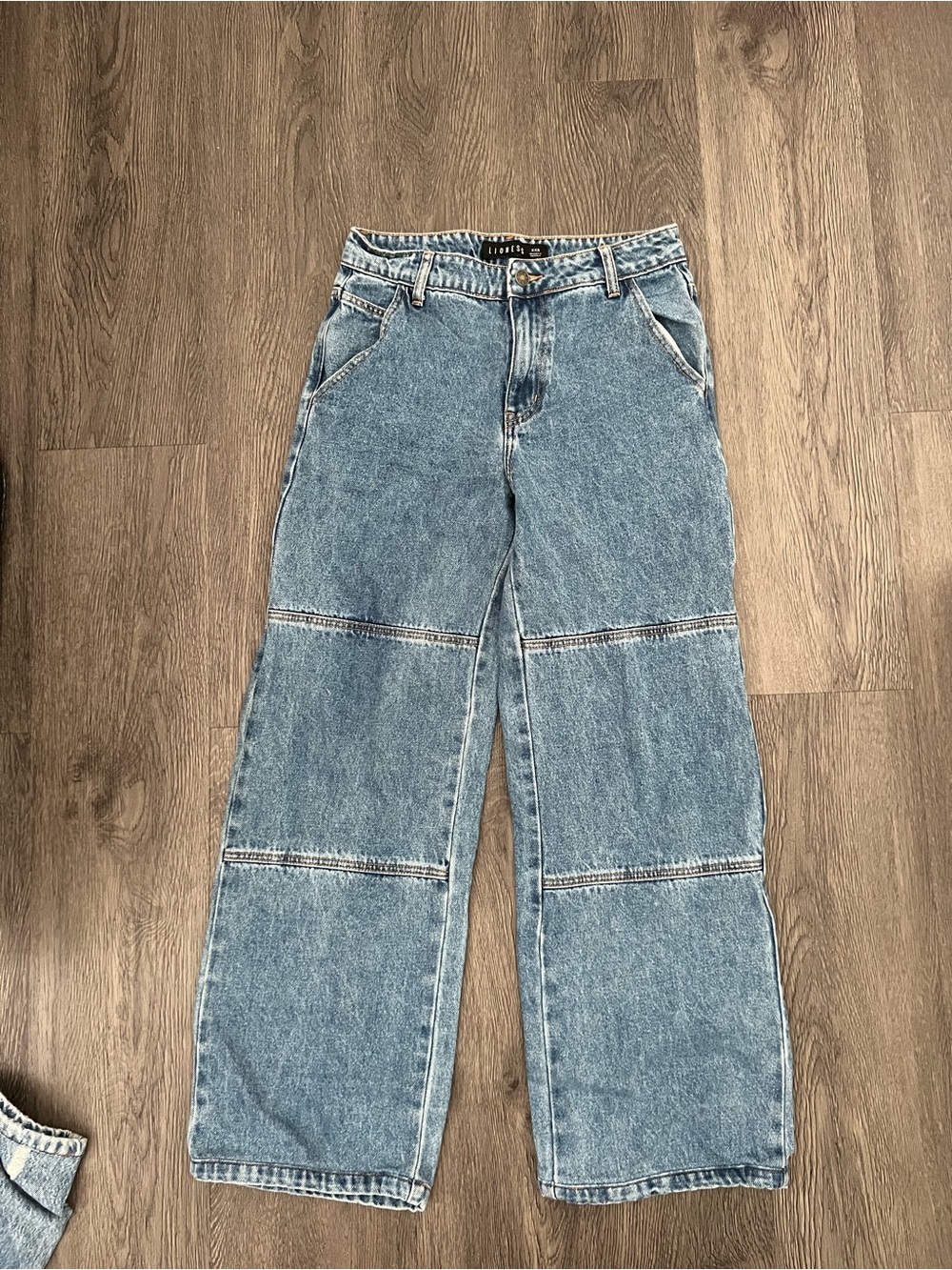 Lioness Light Blue Wide-Leg Patch Seam Jeans
